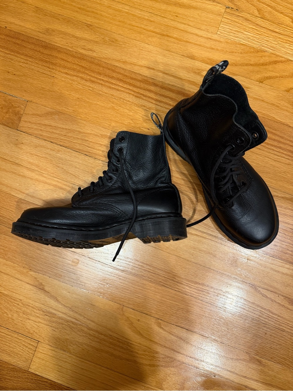 Women’s Dr. Martens Black Leather Lug Sole Combat Boots